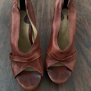 Chloé Leather Lucite and Wood Chunky Heels (Rare)